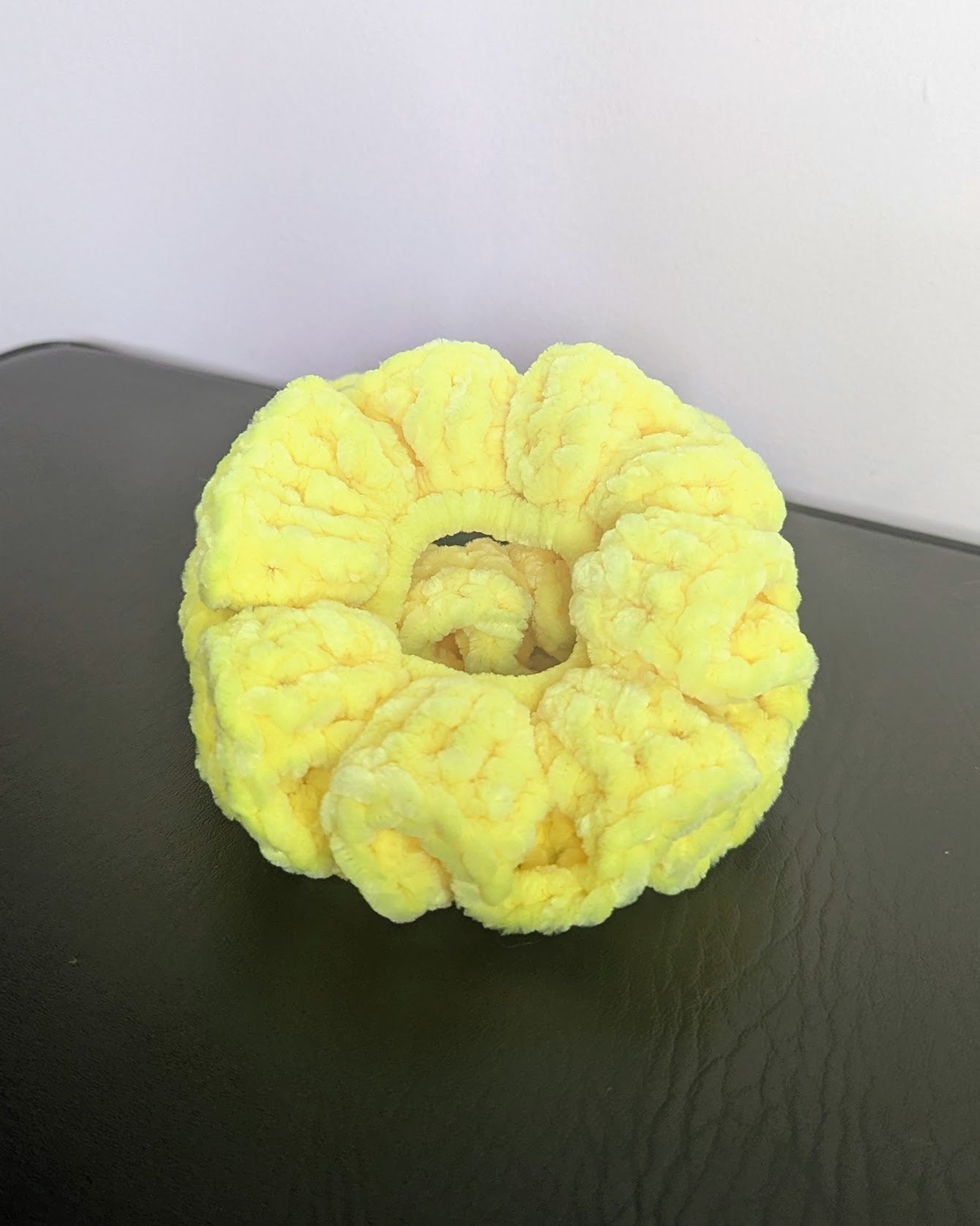 Velvet Ruffle Scrunchie (Safety Yellow)