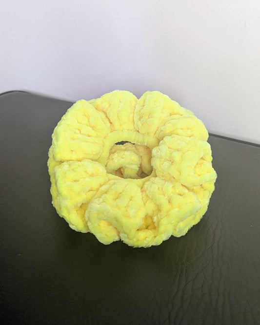 Velvet Ruffle Scrunchie (Safety Yellow)