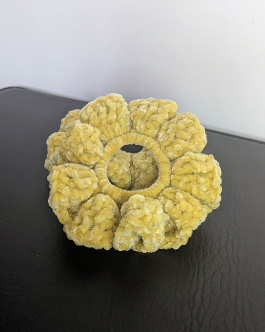 Velvet Ruffle Scrunchie (Mustard)