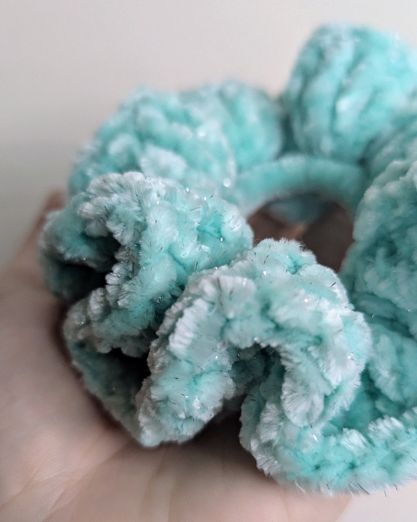 Velvet Ruffle Scrunchie (Tint of Mint Sparkle)