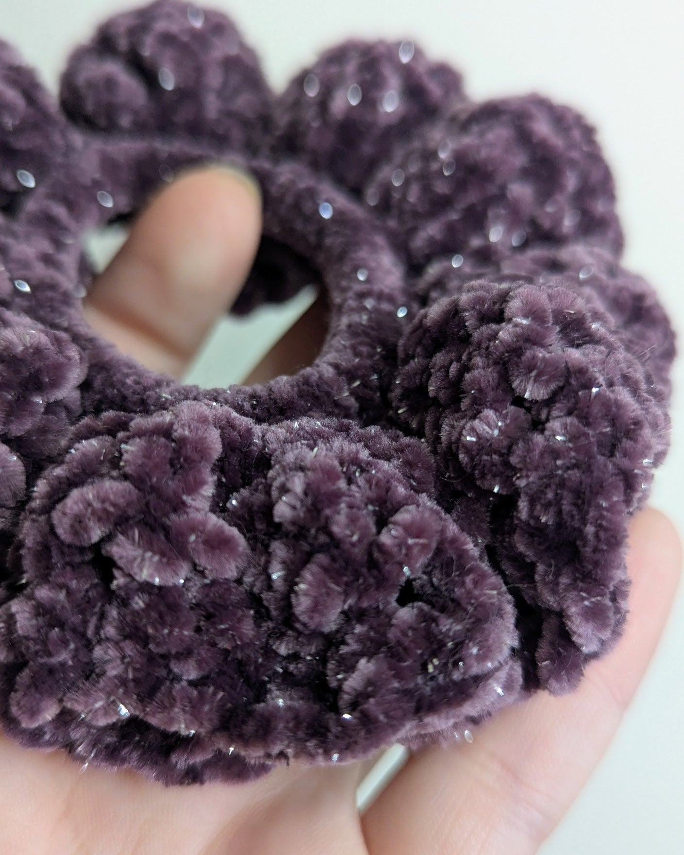 Velvet Ruffle Scrunchie (Deep Purple Sparkle)