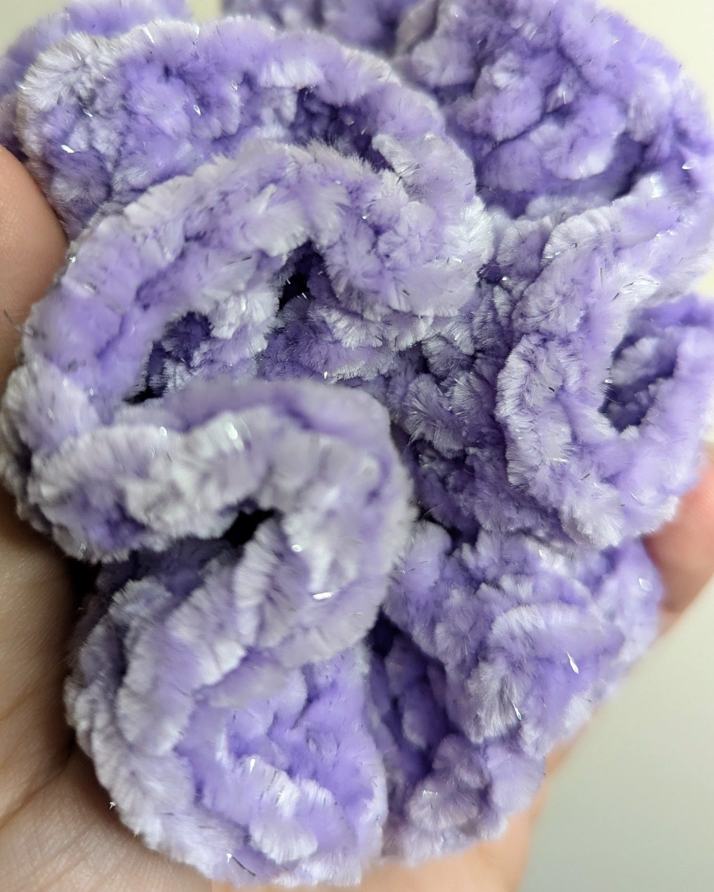 Velvet Ruffle Scrunchie (Pastel Lilac Sparkle)
