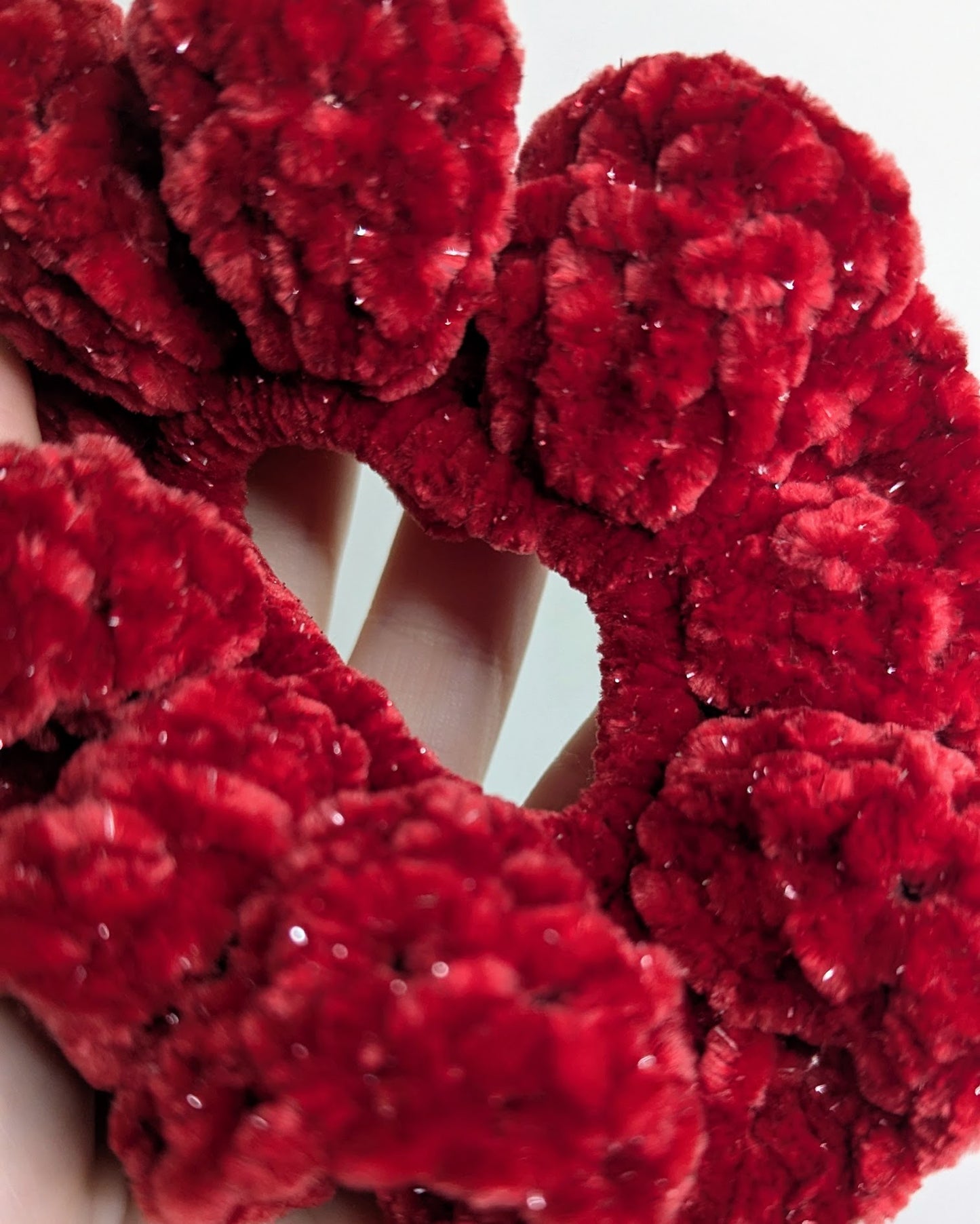 Velvet Ruffle Scrunchie (Coco Red Sparkle)