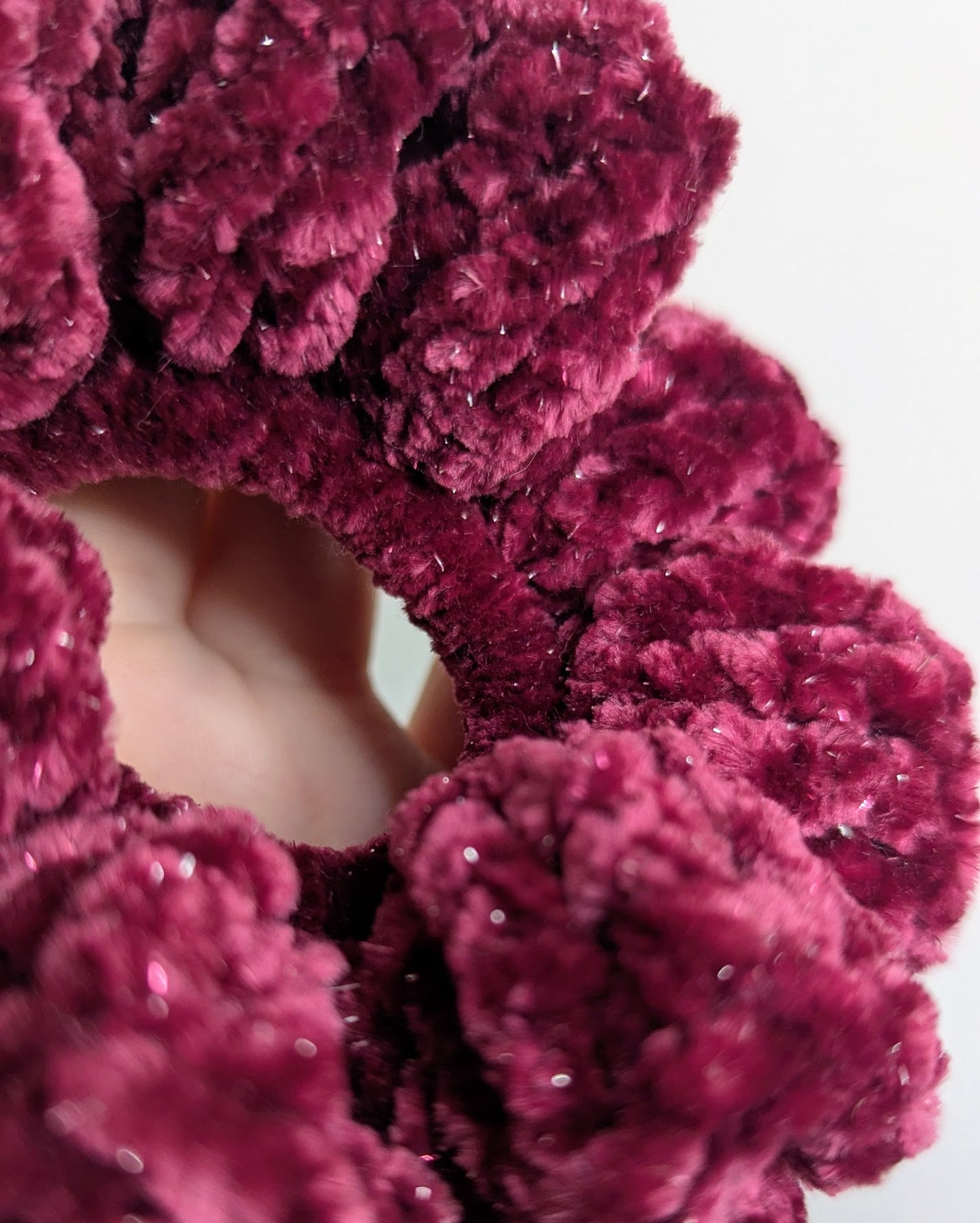Velvet Ruffle Scrunchie (Dark Crimson Sparkle)