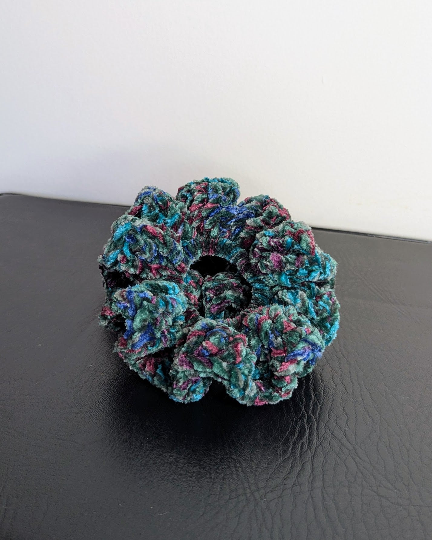 Velvet Ruffle Scrunchie (Twisted Peacock)