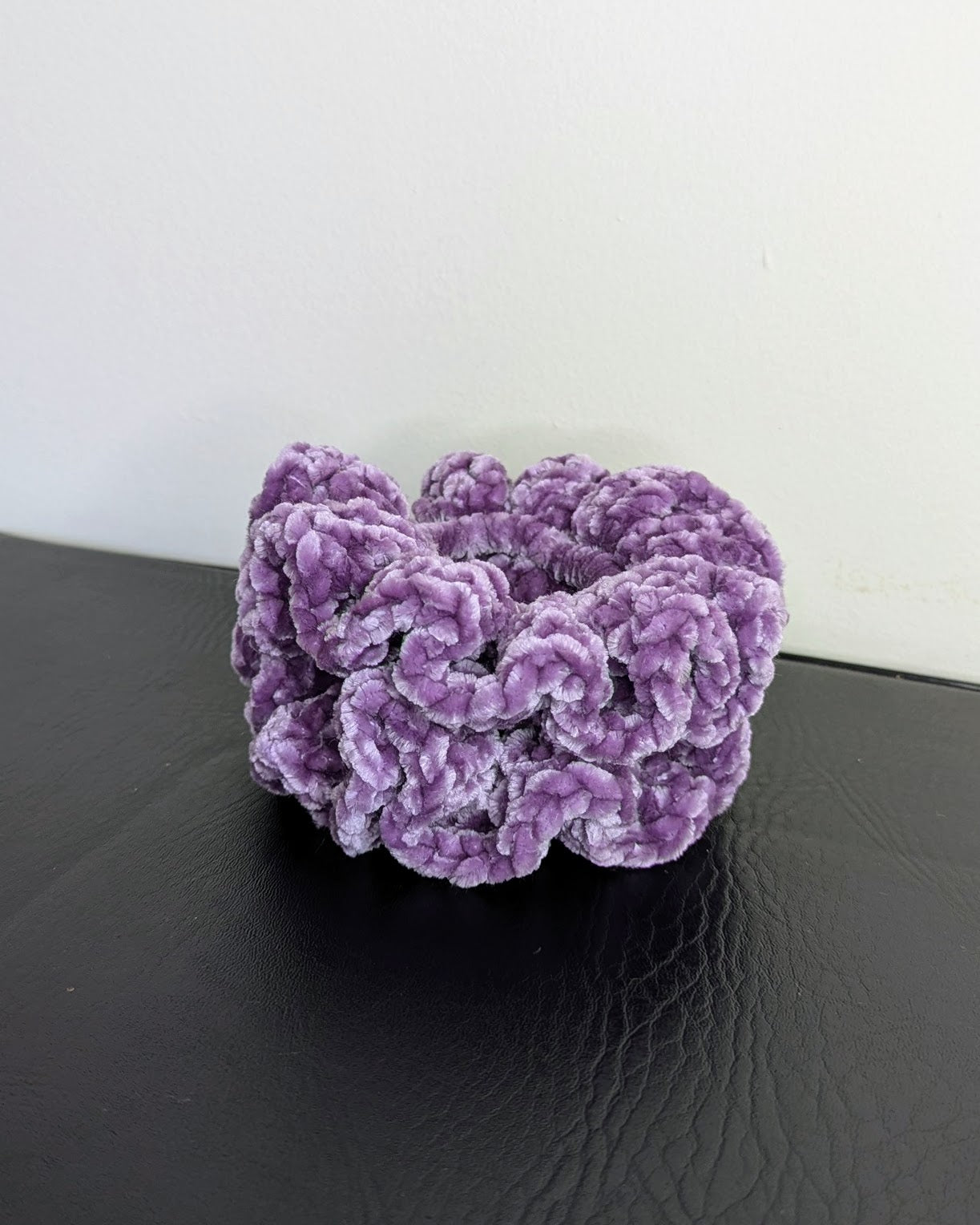 Velvet Ruffle Scrunchie (Gray Orchid)