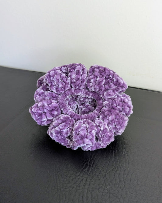 Velvet Ruffle Scrunchie (Gray Orchid)