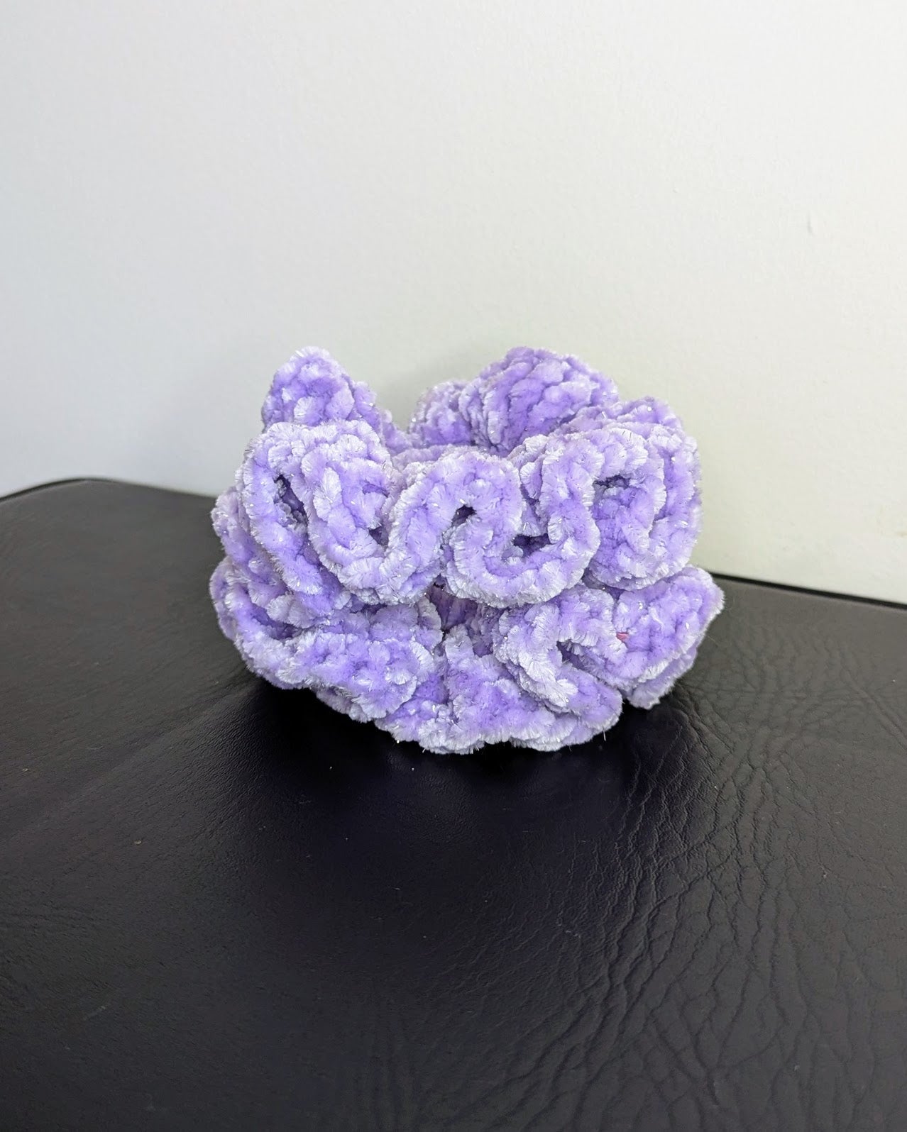 Velvet Ruffle Scrunchie (Pastel Lilac Sparkle)