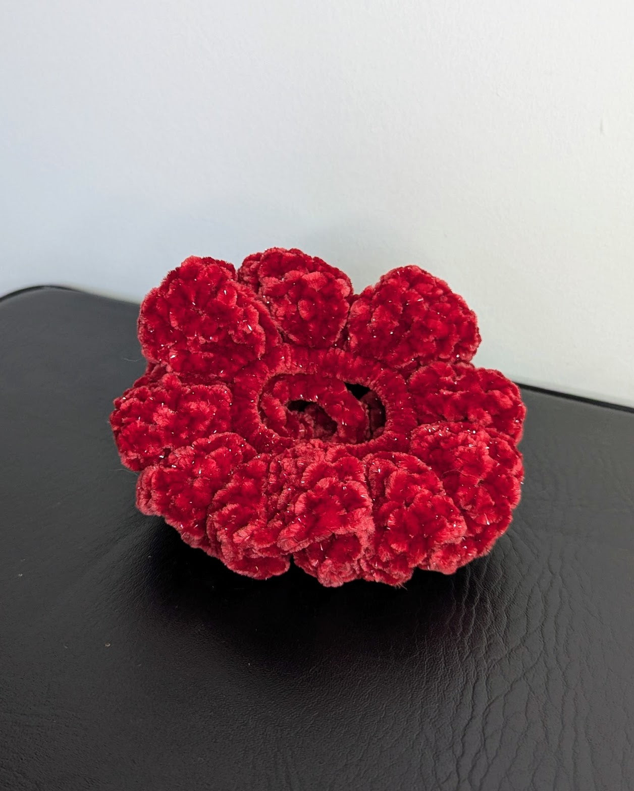 Velvet Ruffle Scrunchie (Coco Red Sparkle)