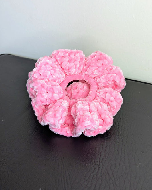 Velvet Ruffle Scrunchie (Hot Hot Pink)