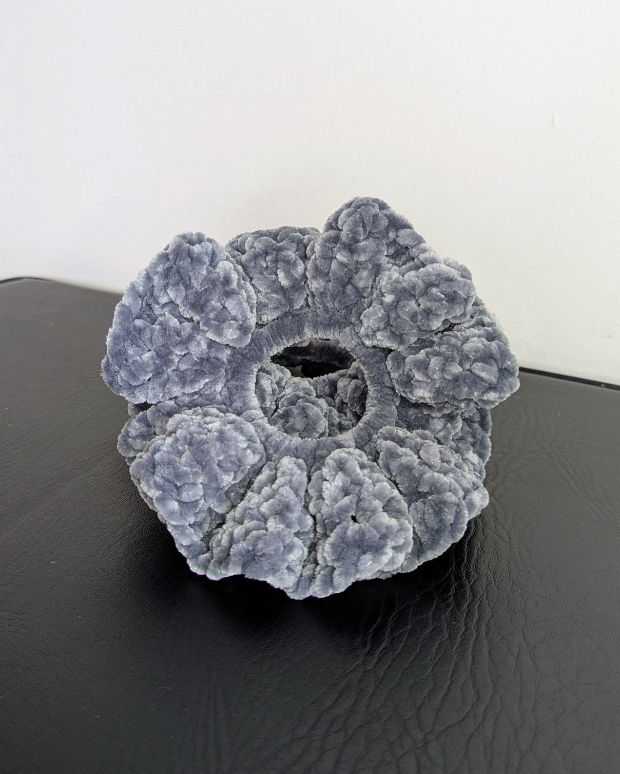 Velvet Ruffle Scrunchie (Charcoal)