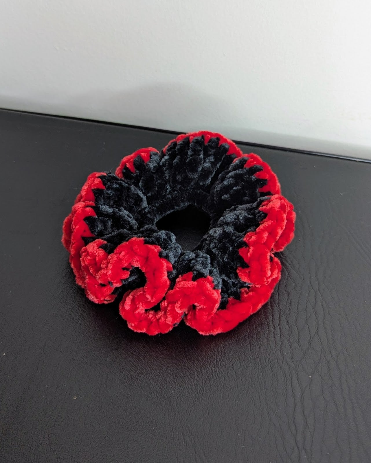 Velvet Ruffle Scrunchie (Licorice & Fire)