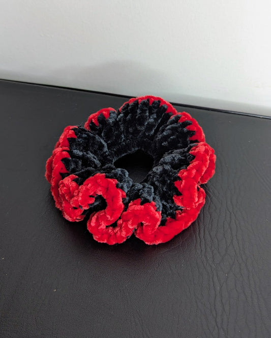 Velvet Ruffle Scrunchie (Licorice & Fire)