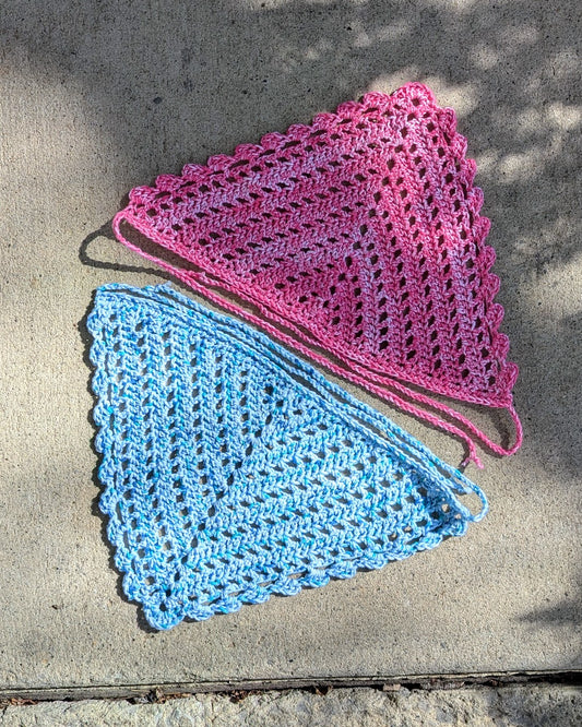 Windowpane Crochet Bandana (Robin's Egg Speckle)