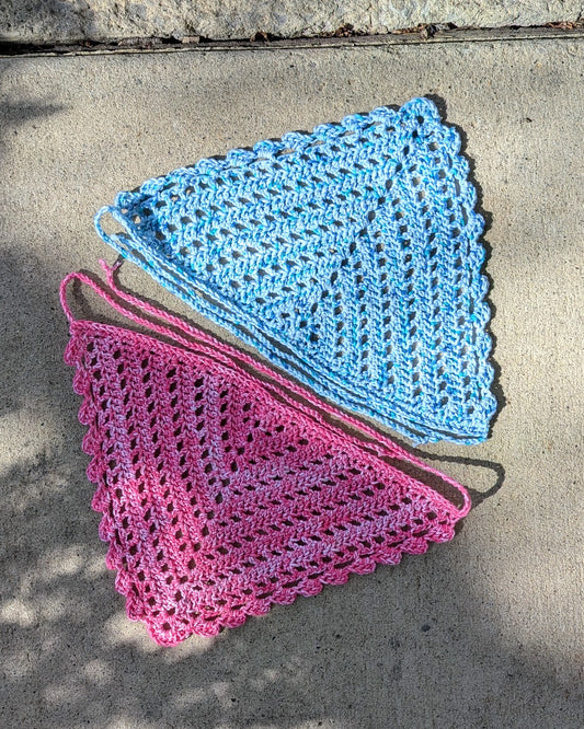 Windowpane Crochet Bandana (Strawberry Splash)