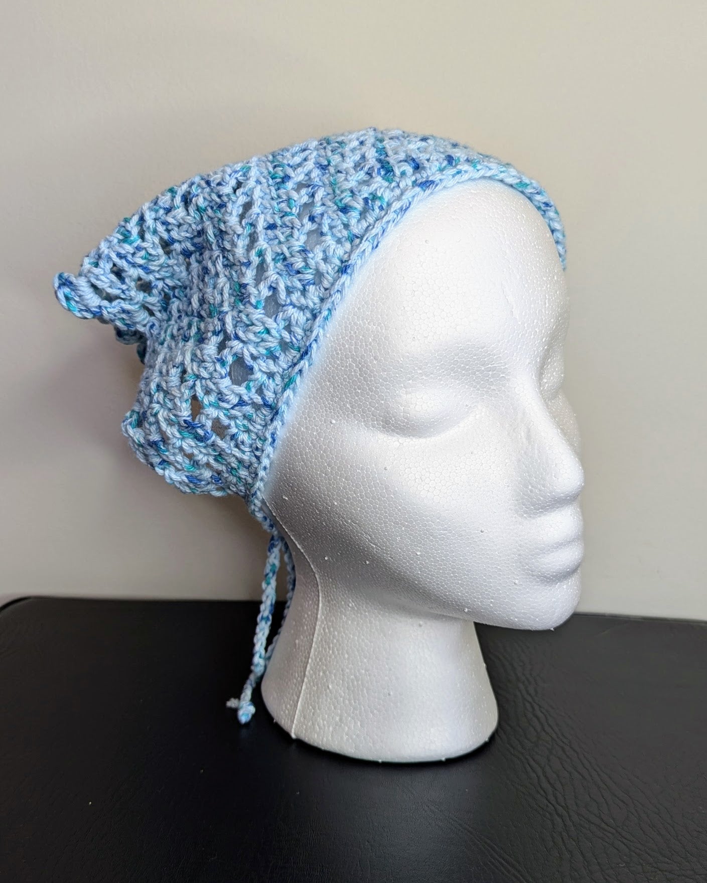Windowpane Crochet Bandana (Robin's Egg Speckle)