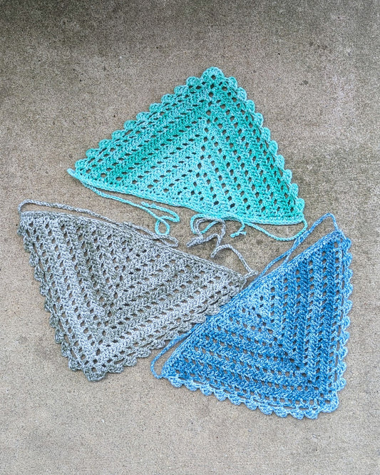 Windowpane Crochet Bandana (Turquoise Splash)