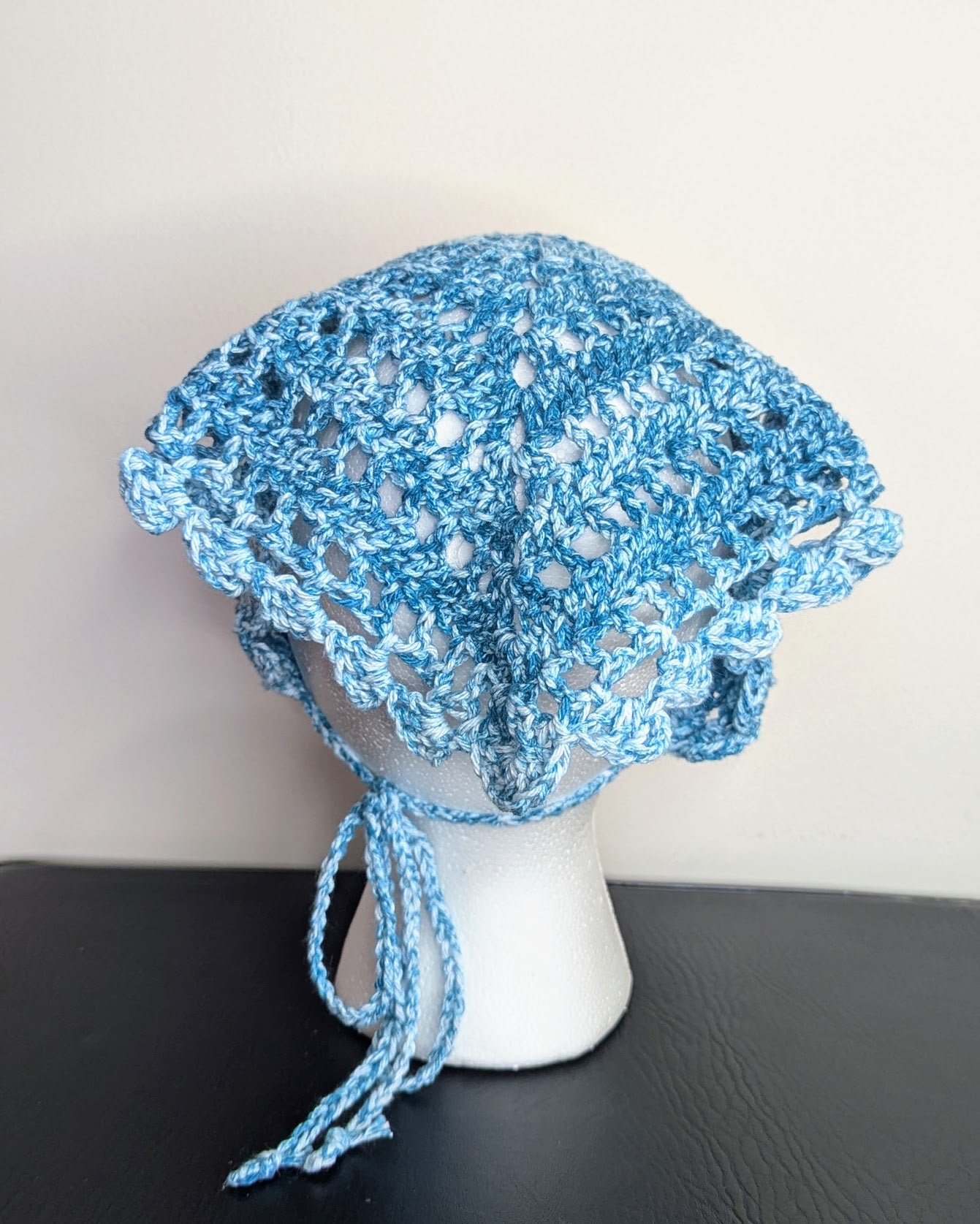 Windowpane Crochet Bandana (Turquoise Splash)