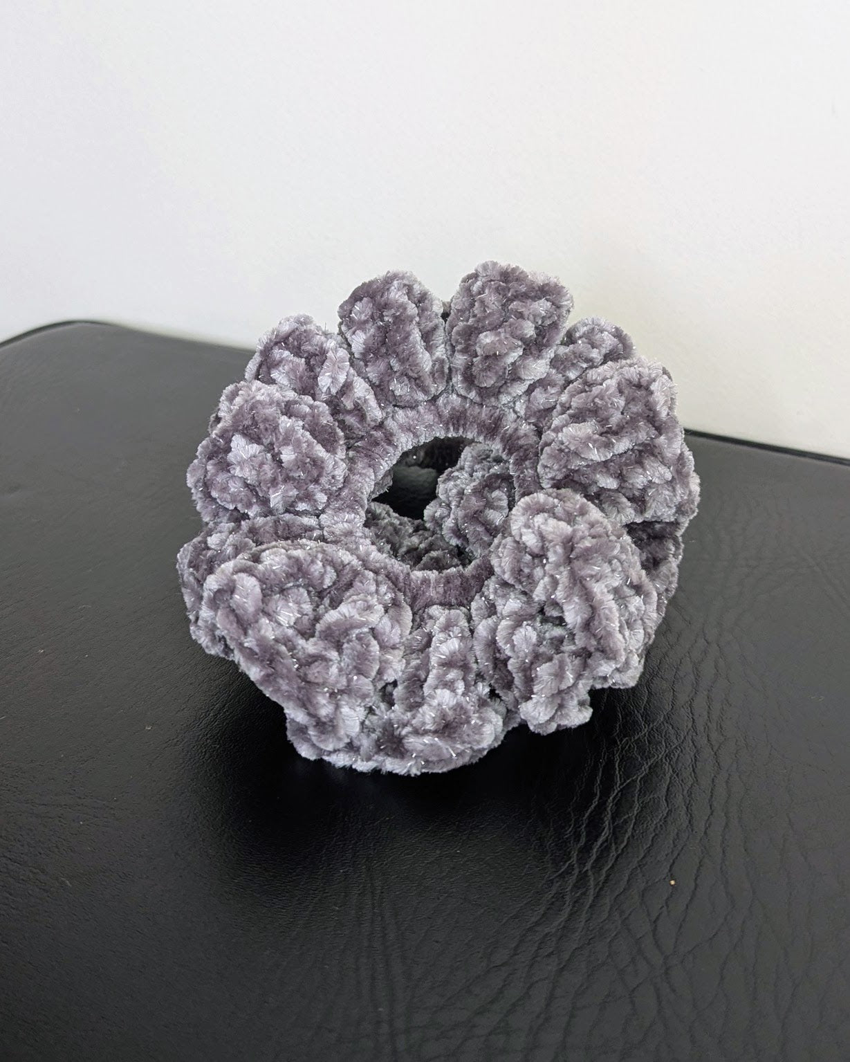 Velvet Ruffle Scrunchie (Carbon Grey Sparkle)