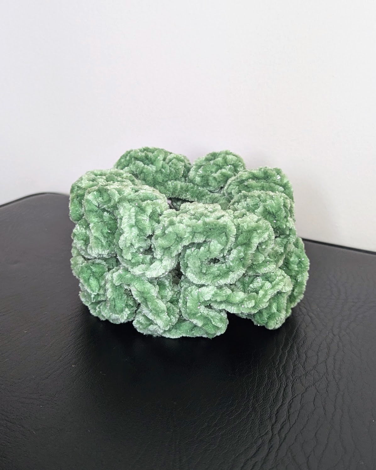 Velvet Ruffle Scrunchie (Watercress Sparkle)