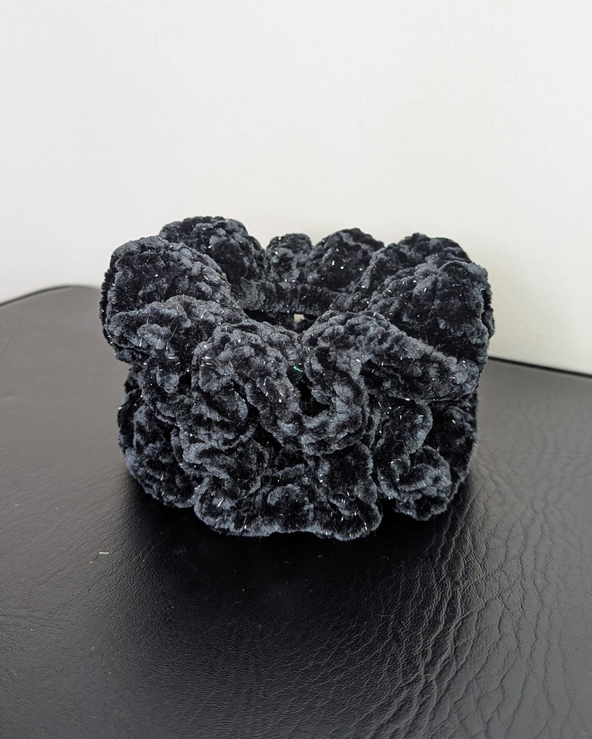 Velvet Ruffle Scrunchie (Licorice Sparkle)