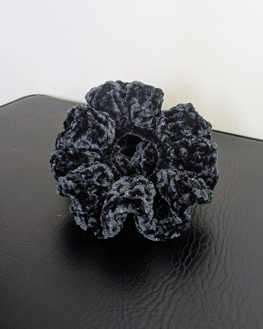 Velvet Ruffle Scrunchie (Licorice Sparkle)