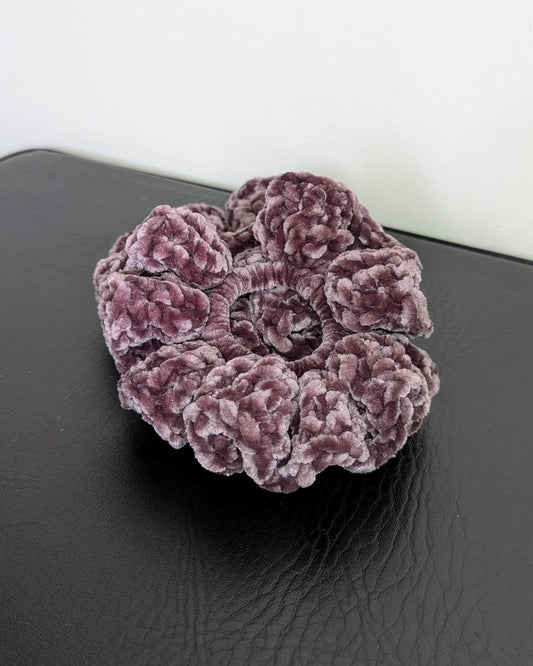 Velvet Ruffle Scrunchie (Pewter)