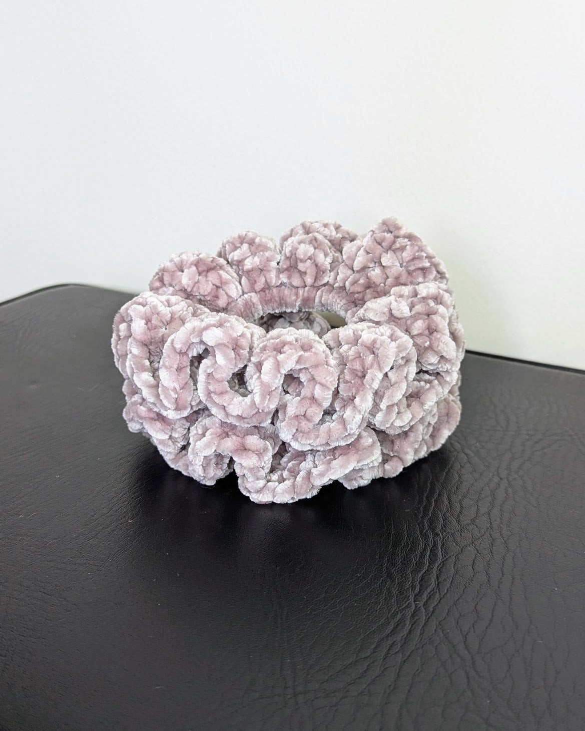 Velvet Ruffle Scrunchie (Soft Taupe)