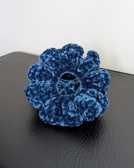 Velvet Ruffle Scrunchie (Midnight Sea)