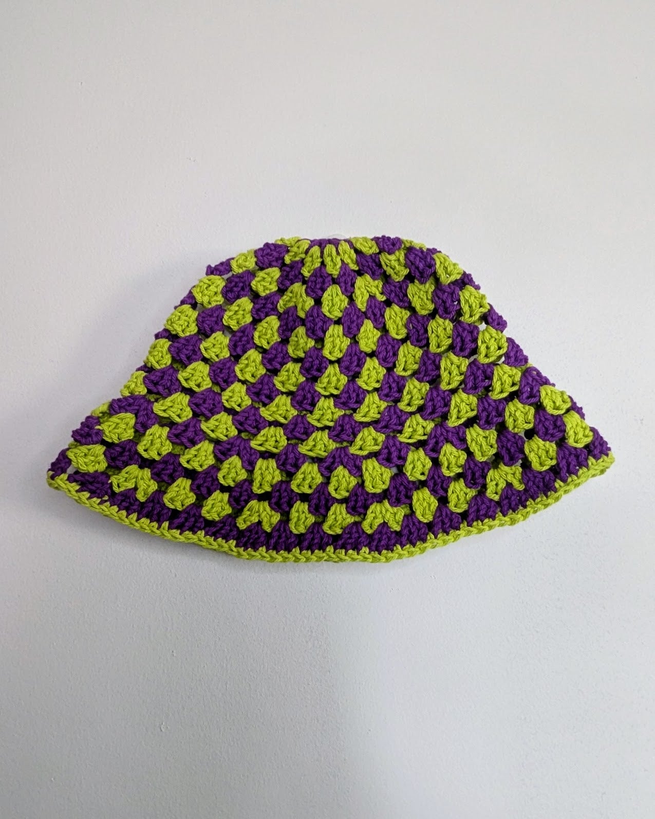 Granny Stitch Crochet Bucket Hat (Black Currant & Lime)