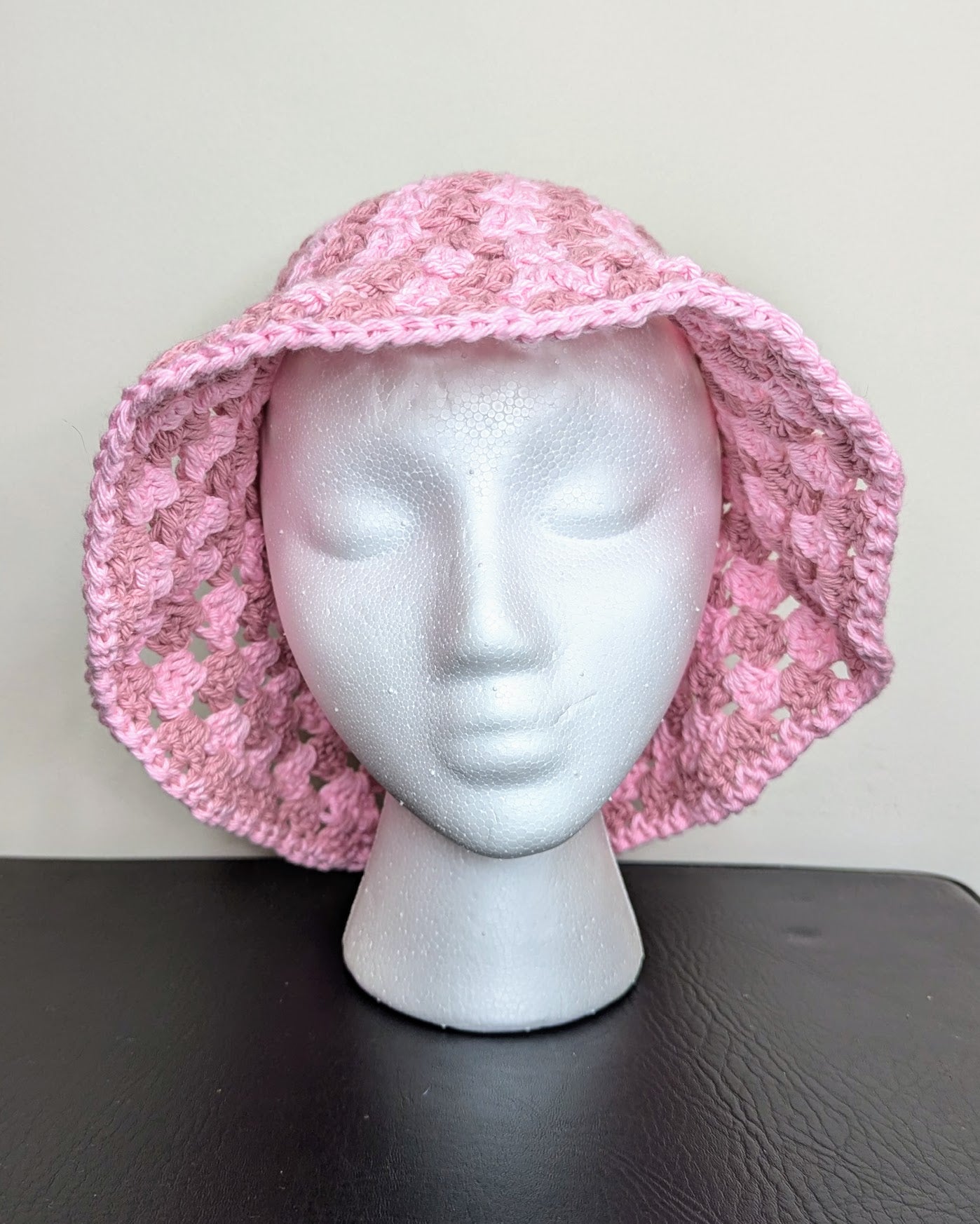 Granny Stitch Crochet Bucket Hat (Rose & Pink Sorbet)