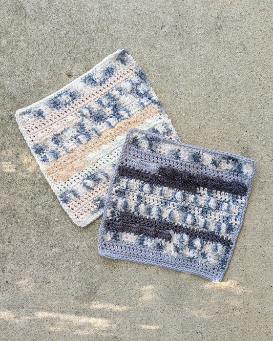 Crochet Bobble Dishcloth Set (Cream Team)