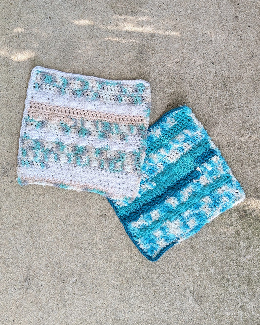 Crochet Bobble Dishcloth Set (Teal Dreams)