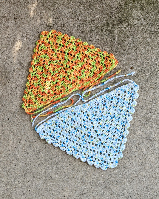 Windowpane Crochet Bandana (Citrus Ombre)