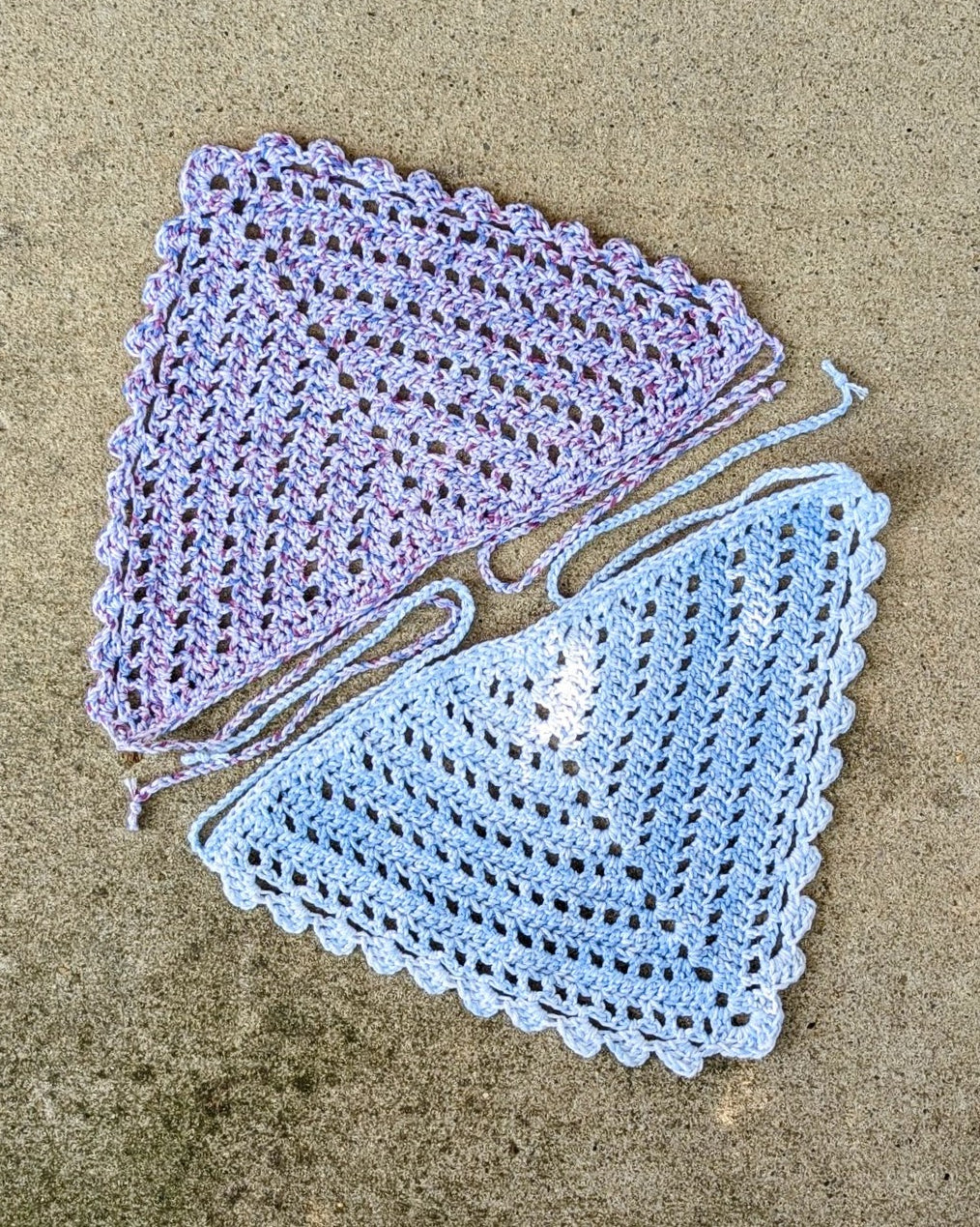 Windowpane Crochet Bandana (Blueberry Speckle)
