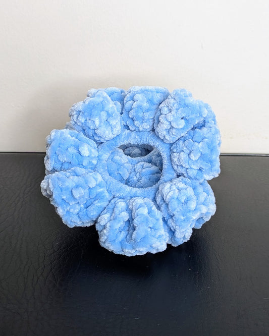 Microfiber Ruffle Scrunchie (Baby's Blue)