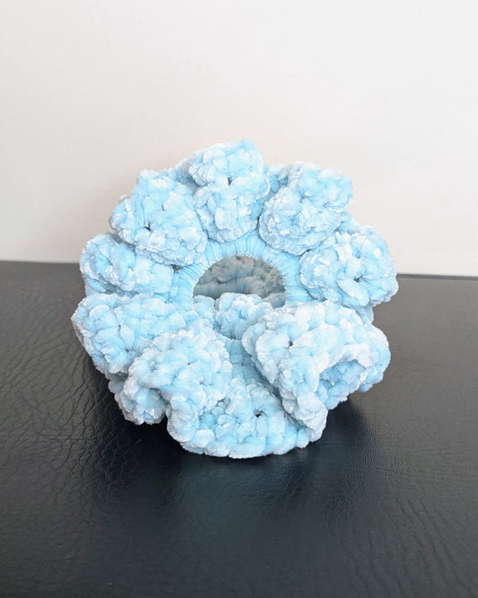 Velvet Ruffle Scrunchie (Pastel Turquoise)