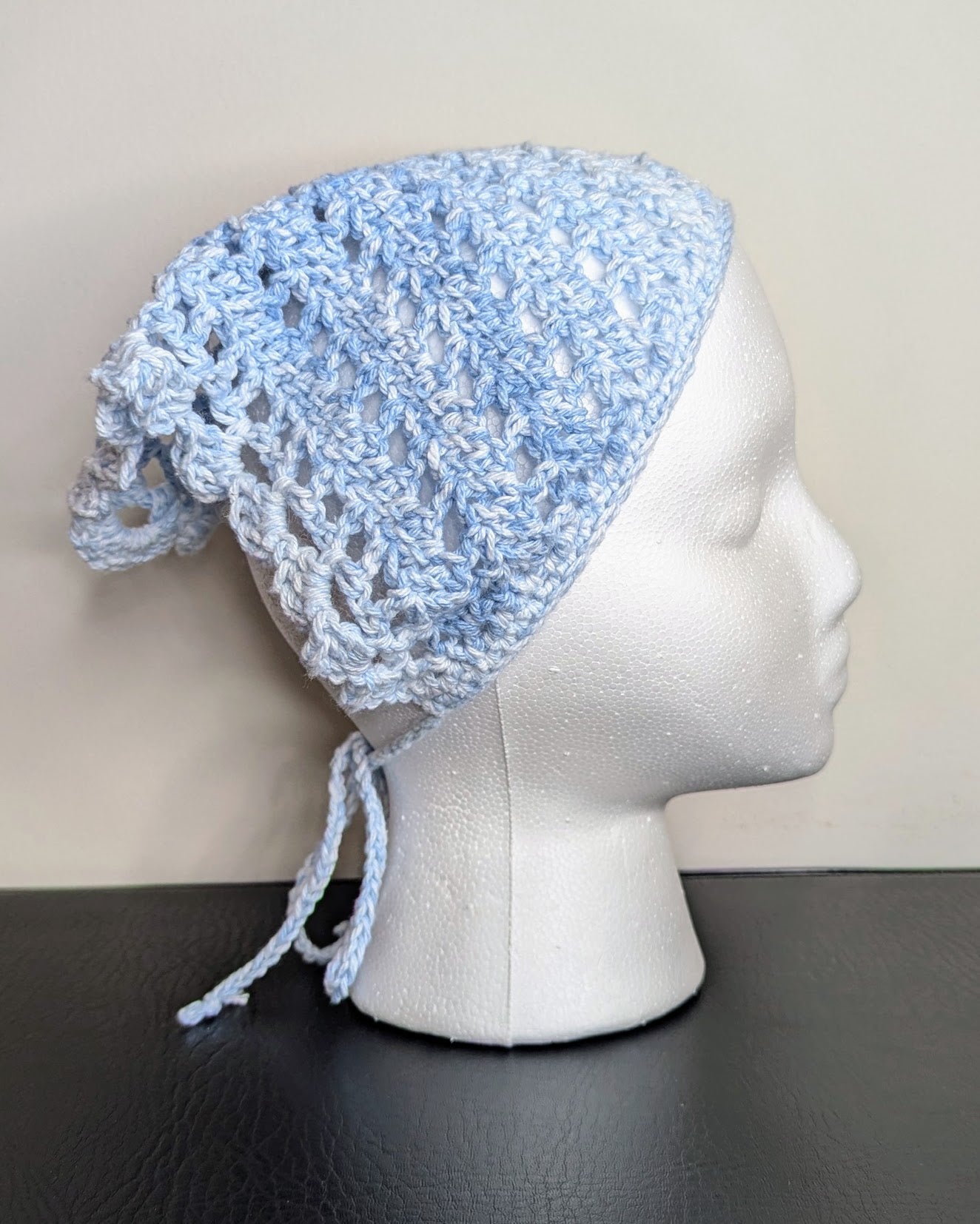 Windowpane Crochet Bandana (Sky Splash)