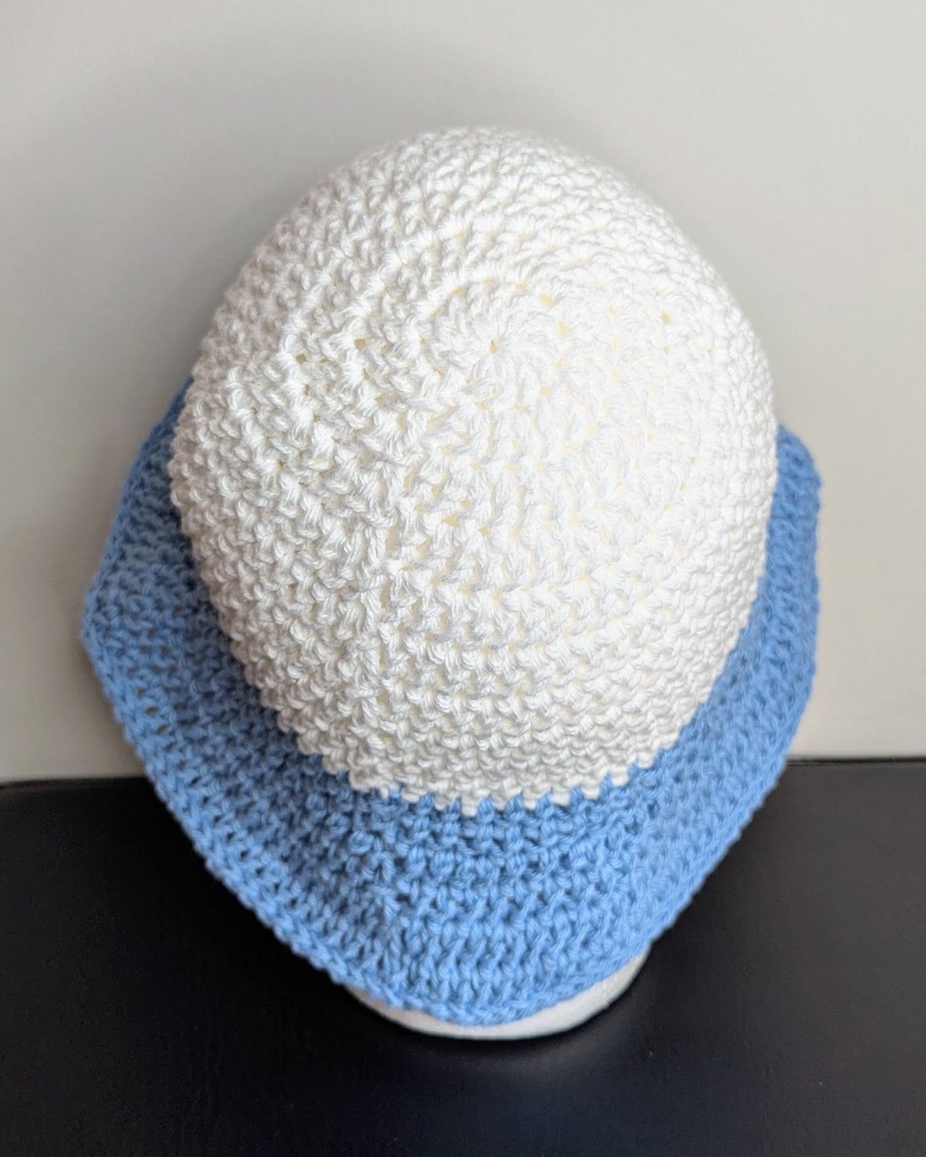 Two-Tone Bucket Hat (White & Light Blue)