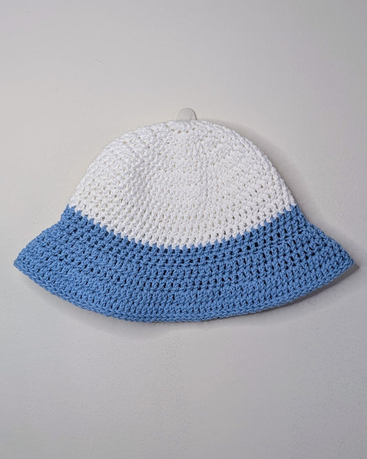 Two-Tone Bucket Hat (White & Light Blue)