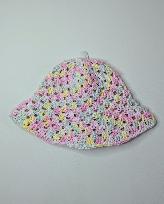 Granny Stitch Crochet Bucket Hat (Sweet Pastels Ombre)